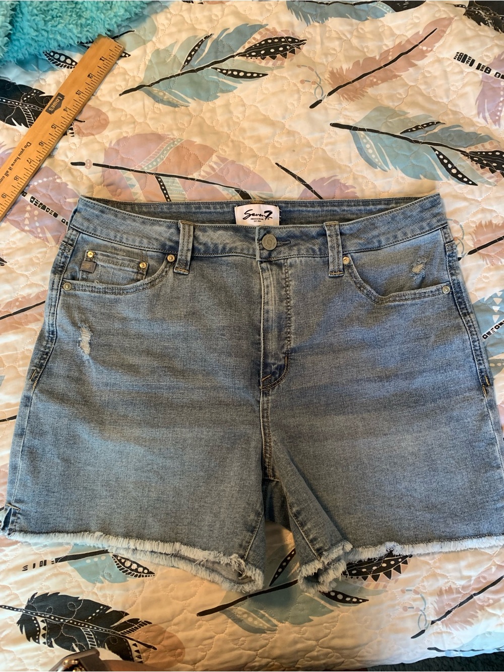 Seven7 Light Blue Distressed Denim Cutoff Shorts